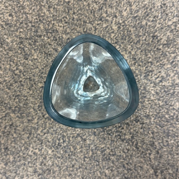 Vintage Large Thick Heavy Clear Triangle Art Glass Vase. - Picture 7 of 11